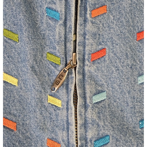 Vtg‎ Christopher & Banks Womens M Denim Vest W/Shirt Multi Embroidered Artsy Zip - Picture 4 of 13